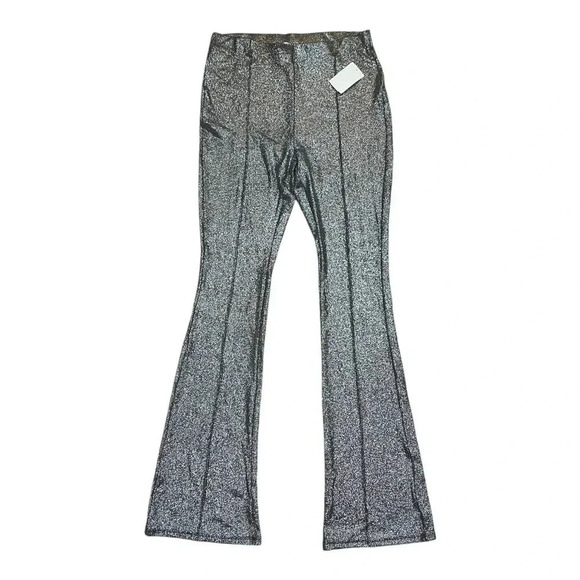 Gestuz Silver Metallic EiraGZ High Waist Flared Leggings XL - Picture 2 of 6